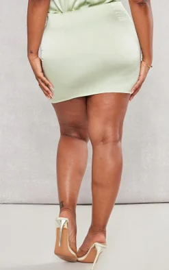 Shape Sage Green Satin Mini Skirt