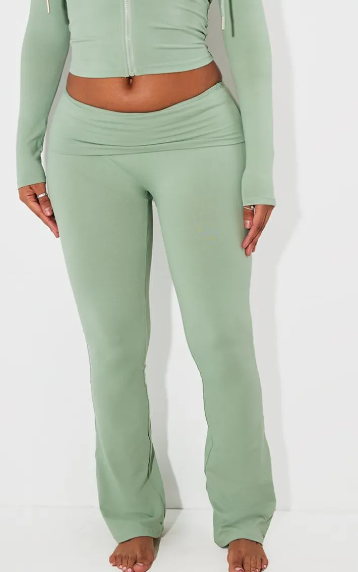 Shape Sage Green Sculpted Foldover Waist Flare Pants