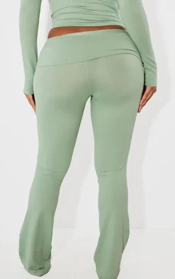 Shape Sage Green Sculpted Foldover Waist Flare Pants