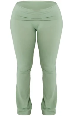 Shape Sage Green Sculpted Foldover Waist Flare Pants