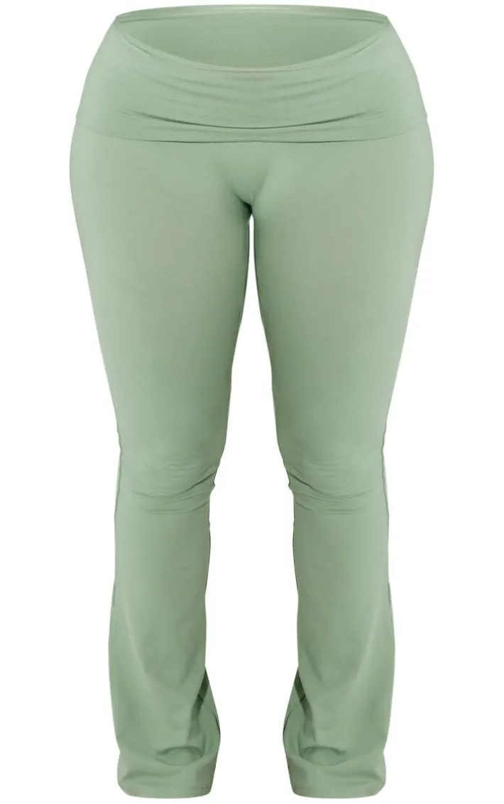 Shape Sage Green Sculpted Foldover Waist Flare Pants
