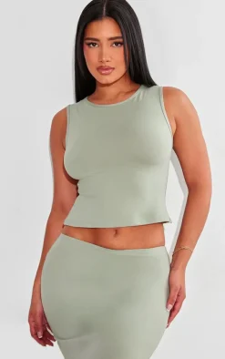 Shape Sage Green Sculpted Longline Racer Top