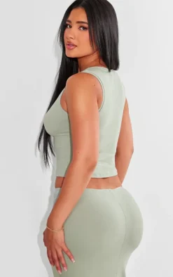 Shape Sage Green Sculpted Longline Racer Top