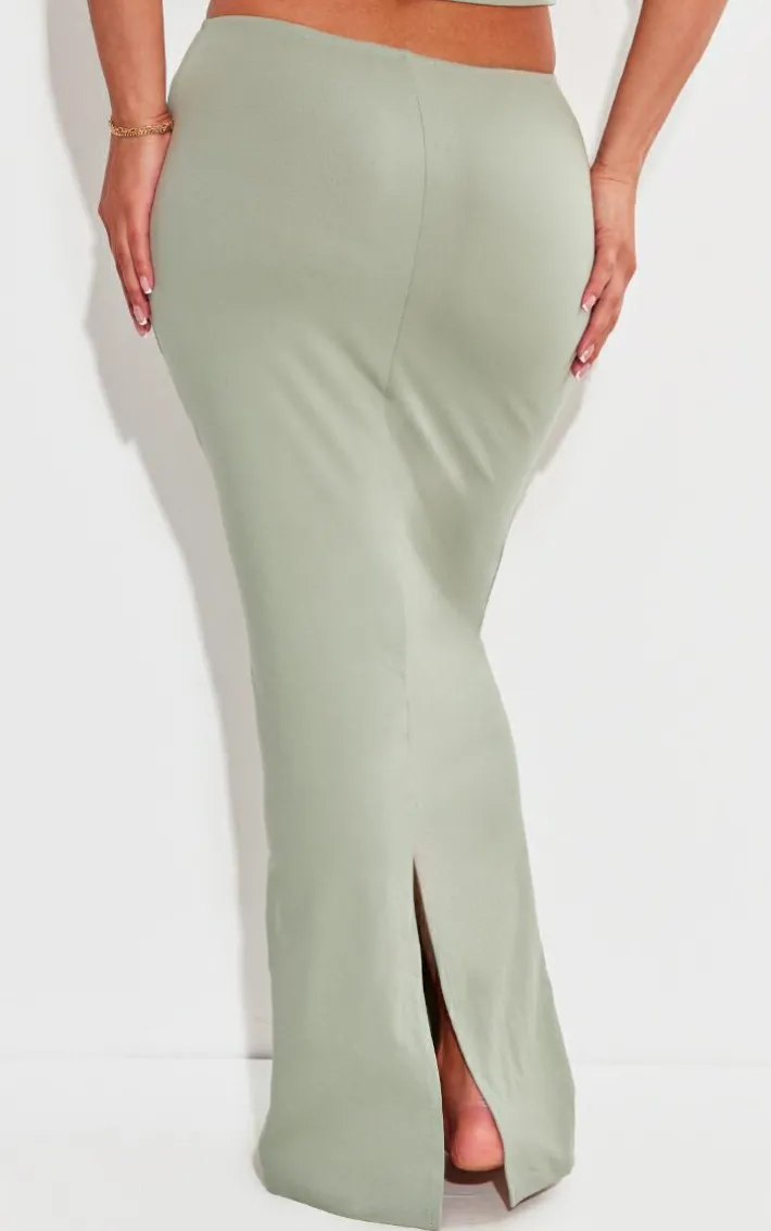 Shape Sage Green Sculpted Maxi Low Rise Skirt