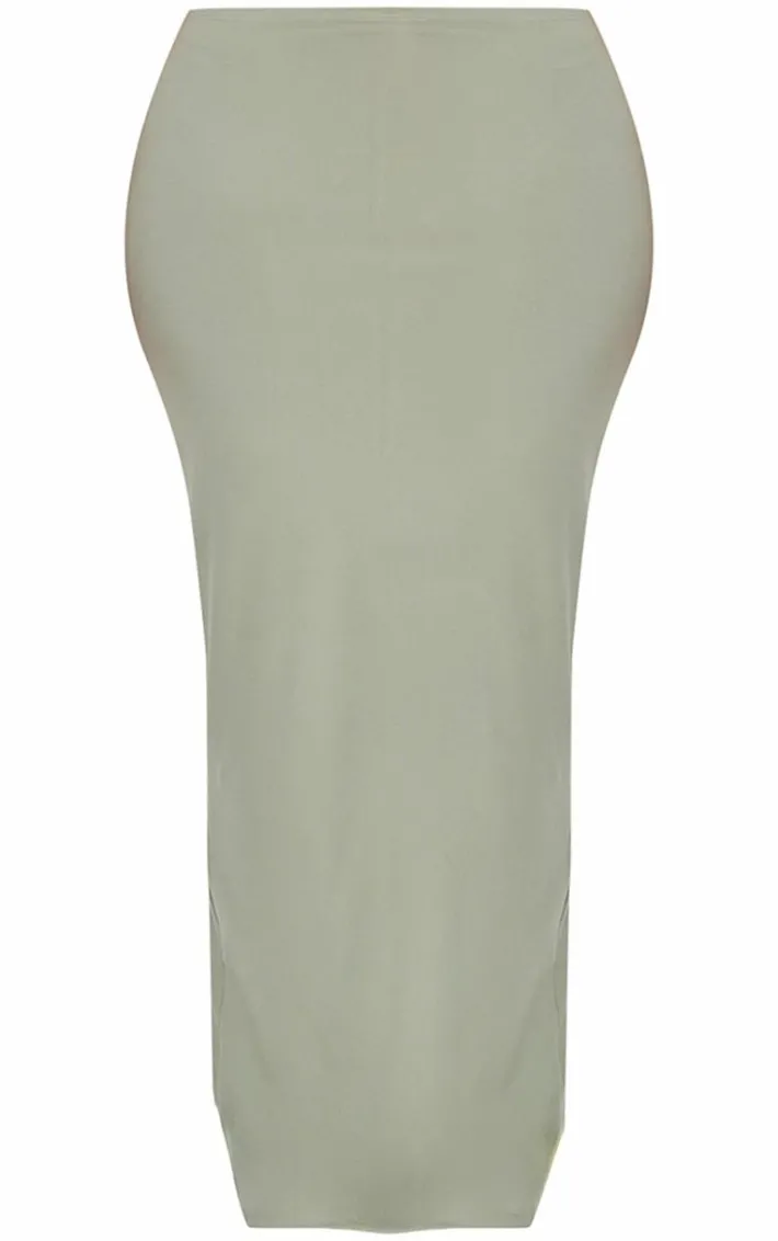 Shape Sage Green Sculpted Maxi Low Rise Skirt