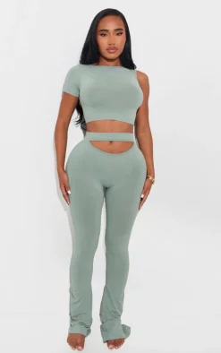 Shape Sage Green Soft Seamless One Sleeve Crop Top