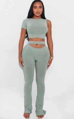 Shape Sage Green Soft Seamless Cut Out Flare Pants