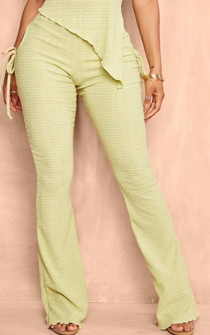 Shape Sage Green Textured Cut Out Flare Pants