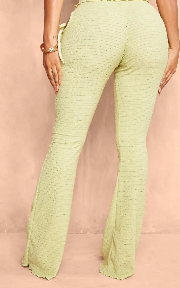 Shape Sage Green Textured Cut Out Flare Pants