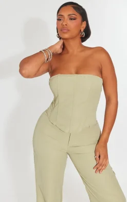 Shape Sage Green Woven Lace Up Back Corset