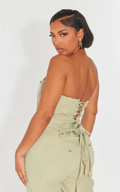 Shape Sage Green Woven Lace Up Back Corset