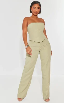 Shape Sage Green Woven Lace Up Back Corset