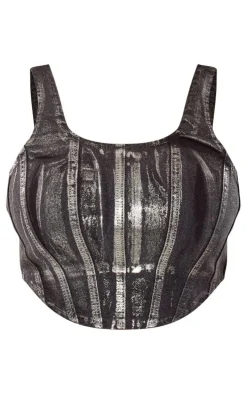 Shape Silver Denim Metallic Corset Top