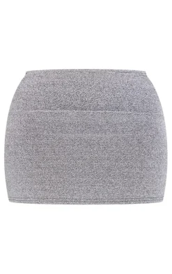 Shape Silver Glitter Mirco Mini Skirt