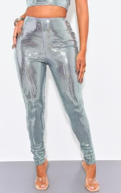 Shape Silver Mirrored Sequin Leggings