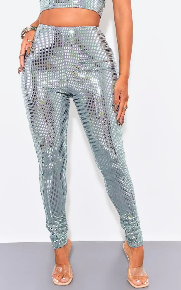Shape Silver Mirrored Sequin Leggings