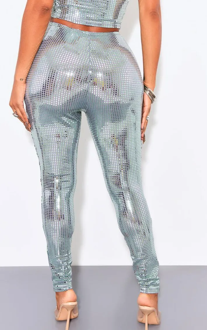 Shape Silver Mirrored Sequin Leggings