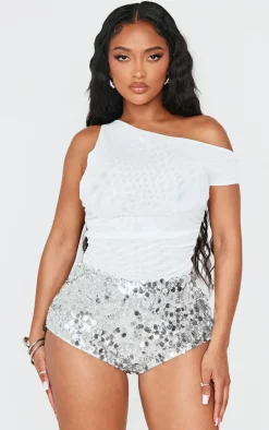 Shape Silver Sequin Micro Shorts