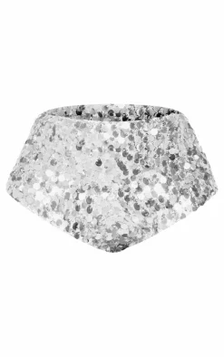 Shape Silver Sequin Micro Shorts