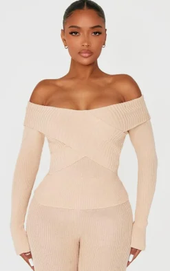 Shape Stone Bardot Knitted Top