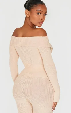 Shape Stone Bardot Knitted Top