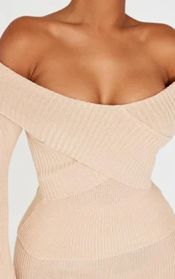 Shape Stone Bardot Knitted Top