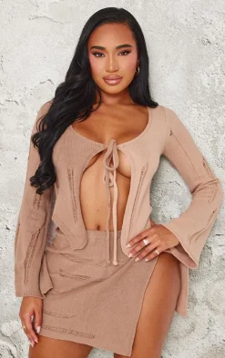 Shape Stone Contrast Knit Tie Top