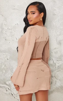 Shape Stone Contrast Knit Tie Top