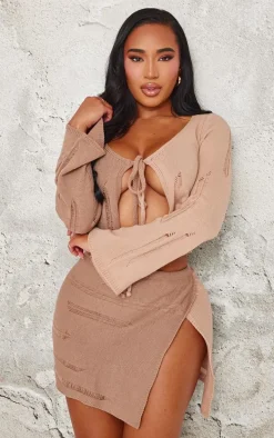 Shape Stone Contrast Knitted Skirt