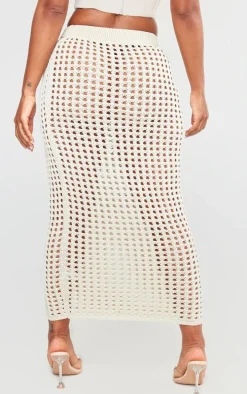 Shape Stone Crochet Knit Low Rise Maxi Skirt