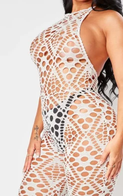 Shape Stone Cut Out Textured Halterneck Jumpsuit