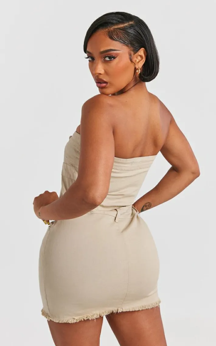 Shape Stone Denim Button Front Bandeau Dress