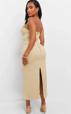 Shape Stone Denim Seam Detail Bandeau Maxi Dress