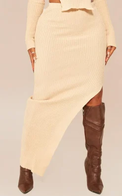 Shape Stone Knit Split Side Detail Midaxi Skirt