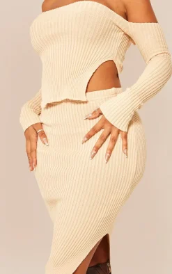 Shape Stone Knit Split Side Detail Midaxi Skirt