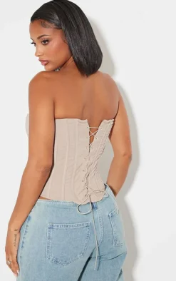 Shape Stone Lace Up Back Woven Corset