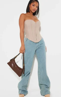 Shape Stone Lace Up Back Woven Corset