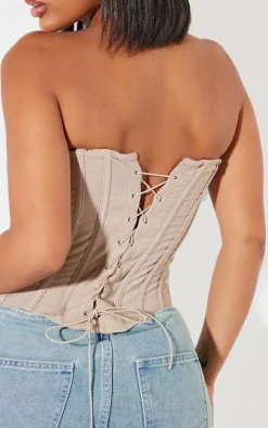 Shape Stone Lace Up Back Woven Corset