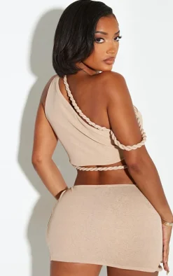 Shape Stone Mesh Twist Strap Cut Out Crop Top