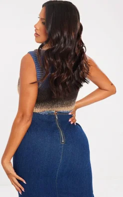 Shape Stone Ombre Knit Cropped Sleeveless Sweater