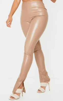 Shape Stone PU Split Hem Pants