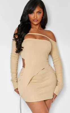 Shape Stone Rib High Waist Mini Skirt