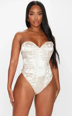 Shape Stone Satin Bandeau Corset Bodysuit