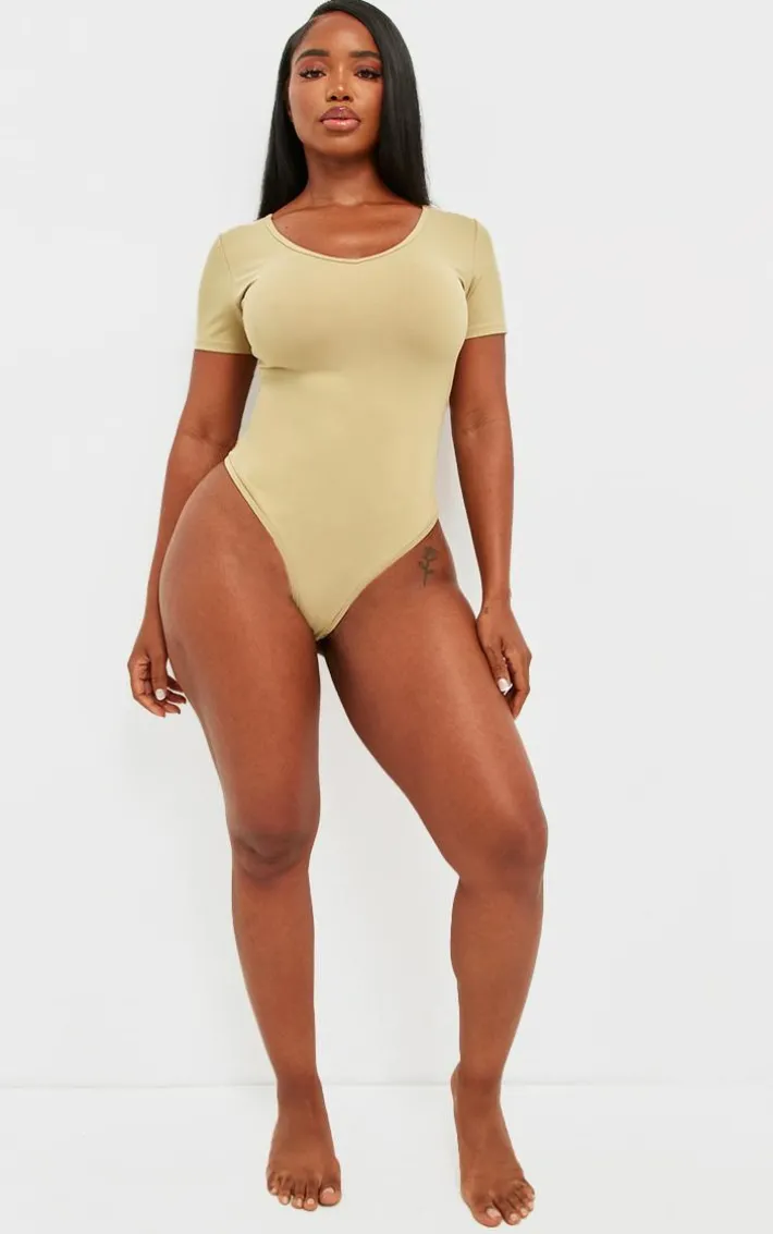 Shape Stone Sculpted V Neck Short Sleeve Bodysuit