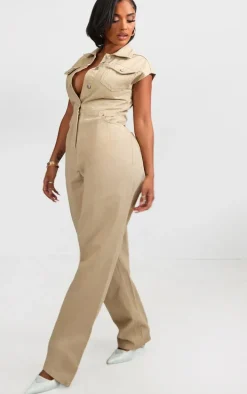 Shape Stone Sleeveless Rigid Denim Jumpsuit