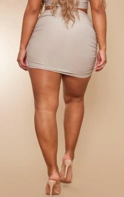 Shape Stone Slinky Ruched Side Mini Skirt
