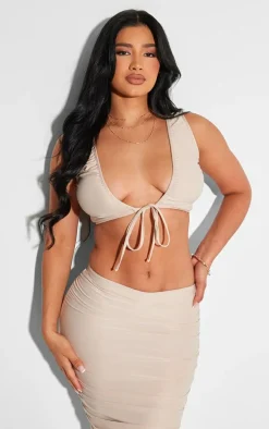 Shape Stone Slinky Tie Front Sleeveless Top