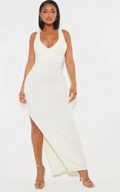 Shape Stone Stretch Woven Panel Detail Midi Dress