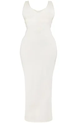 Shape Stone Stretch Woven Panel Detail Midi Dress