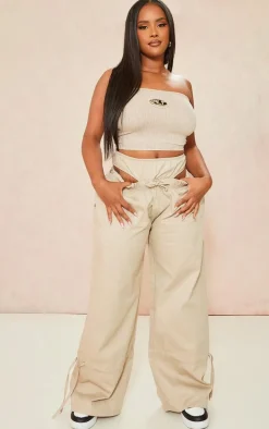 Shape Stone Twill Cut Out Wide Leg Pants